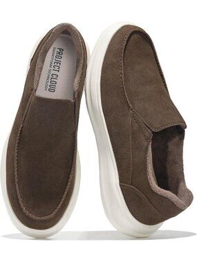 Project Cloud Men's Black Crazy Closed Toe Genuine Suede Comfortable Loafers